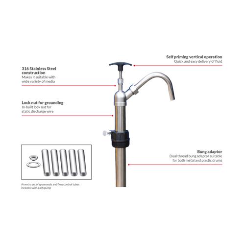 Macnaught Stainless Steel Hand Pump - L-SSHP