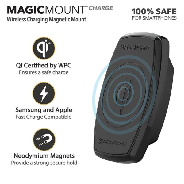 Scosche Magicmount 15W Wireless Mobile Phone Charger Free Flow Vent Mount Qi