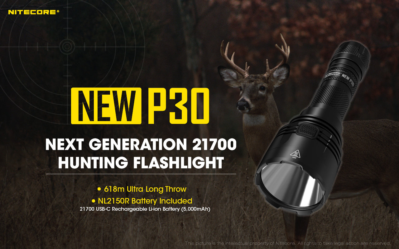 Nitecore New P30 Long Throw Flashlight Nl2150R Battery Included