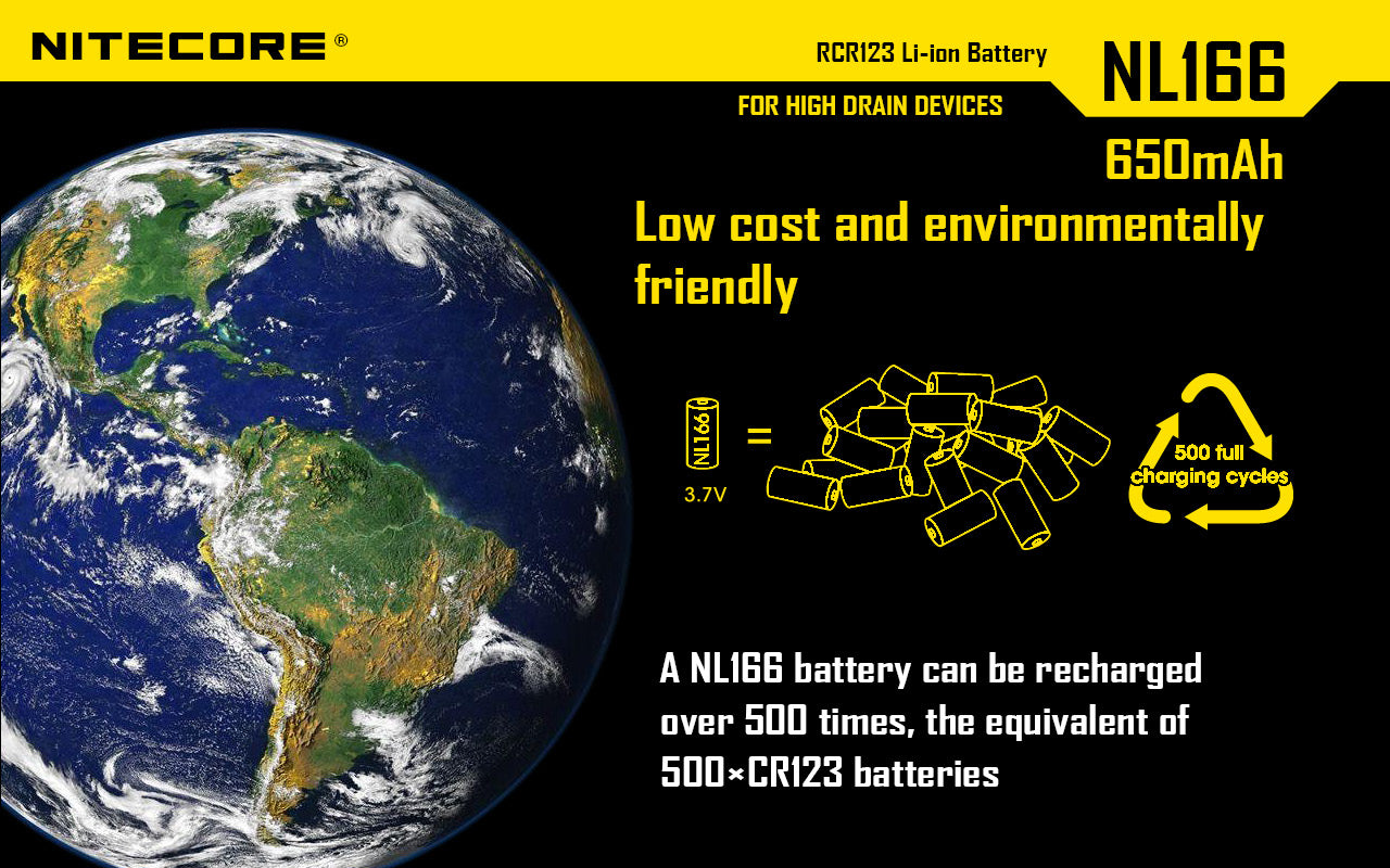 Nitecore Li-Ion Rechargebale Battery Rcr123A (3.7V, 650Mah)