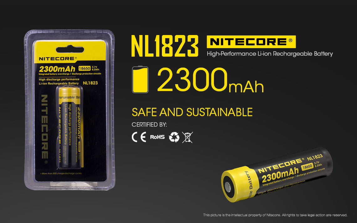 Nitecore Li-Ion Rechargeable Battery 18650 (3.7V / 2300Mah)
