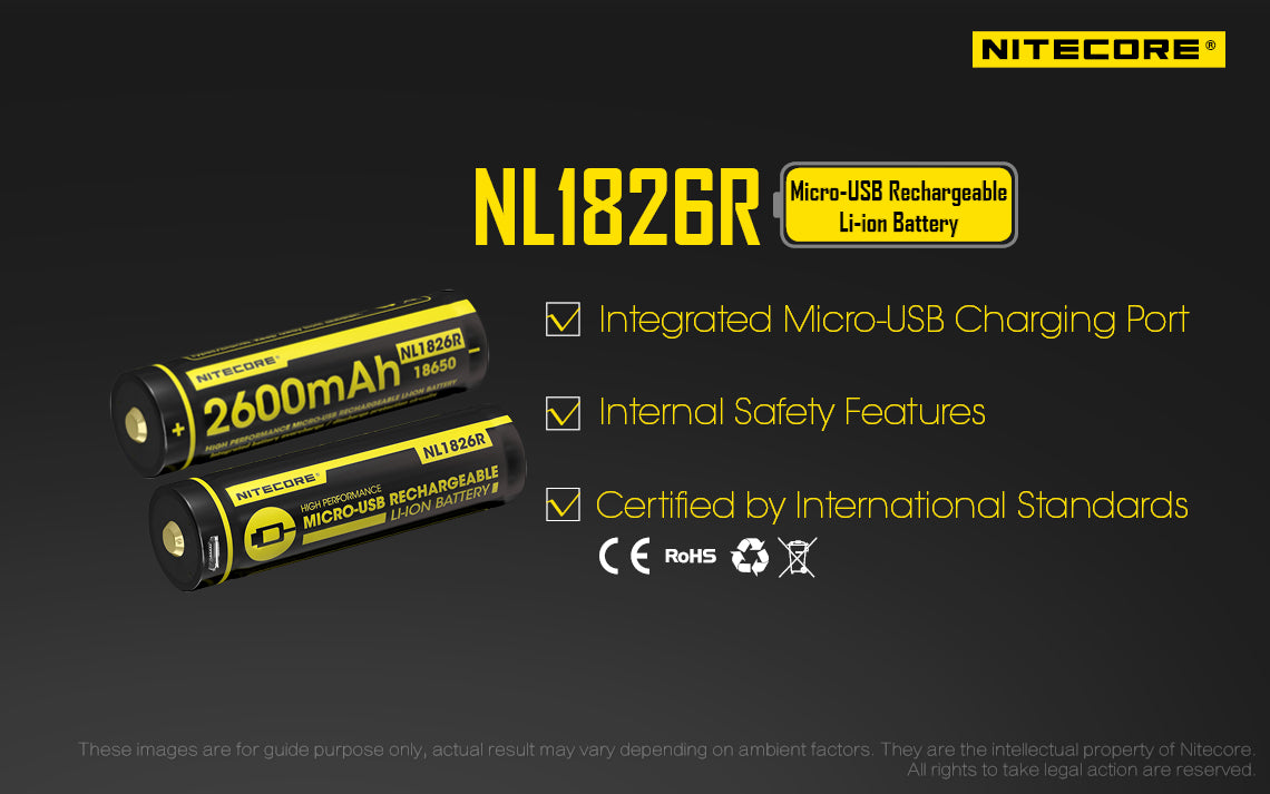 Nitecore Li-Ion Usb Rechargeable Battery 18650 (2600Mah)