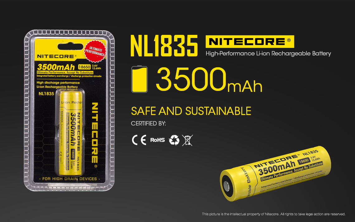Nitecore Li-Ion Rechargeable Battery 18650 (3.6V 3500Mah)