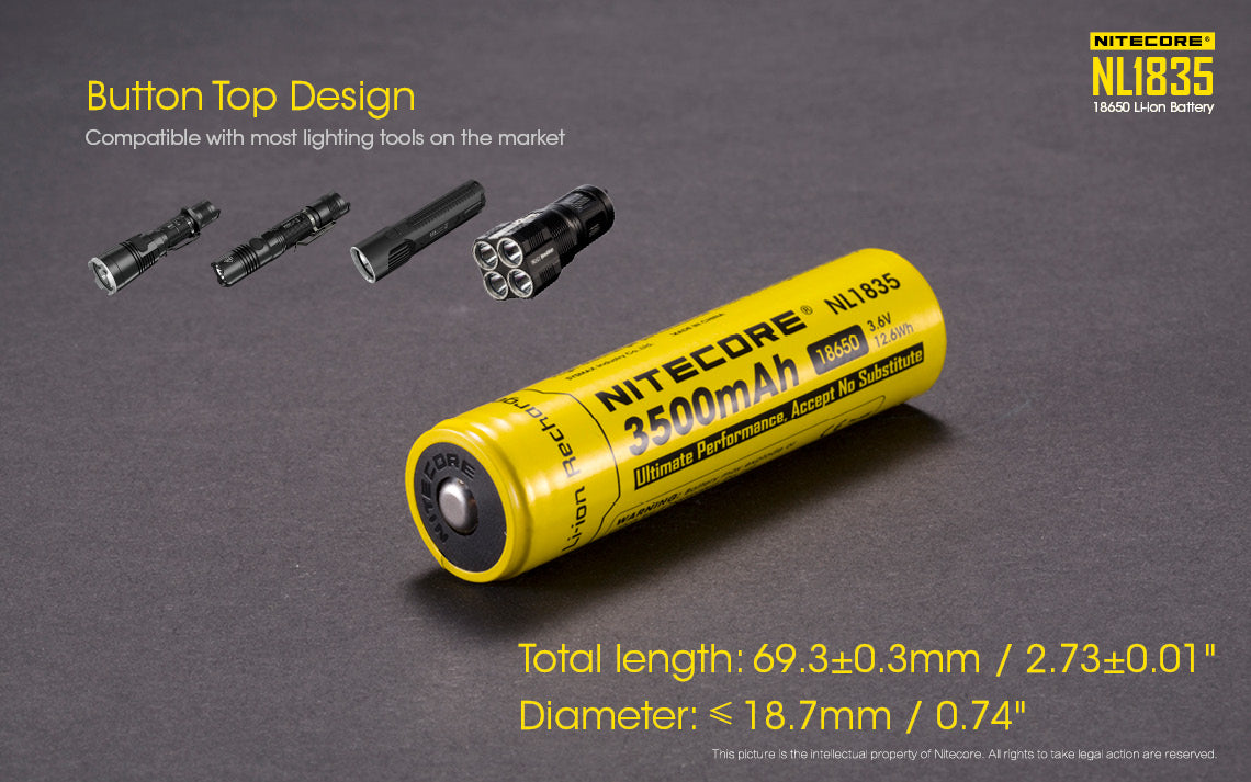 Nitecore Li-Ion Rechargeable Battery 18650 (3.6V 3500Mah)