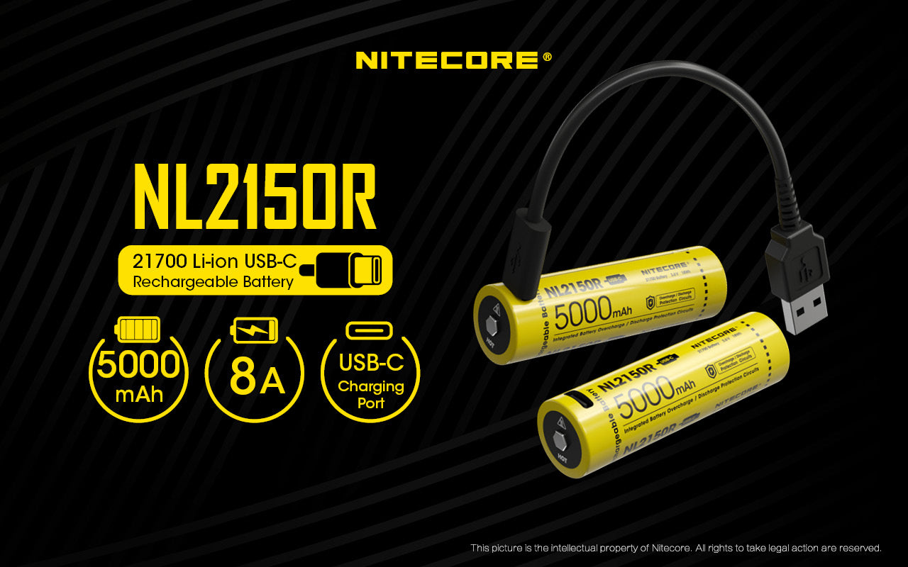 Nitecore Li-Ion 21700 Rechargeable Battery 5000Mah With Usb-C Port