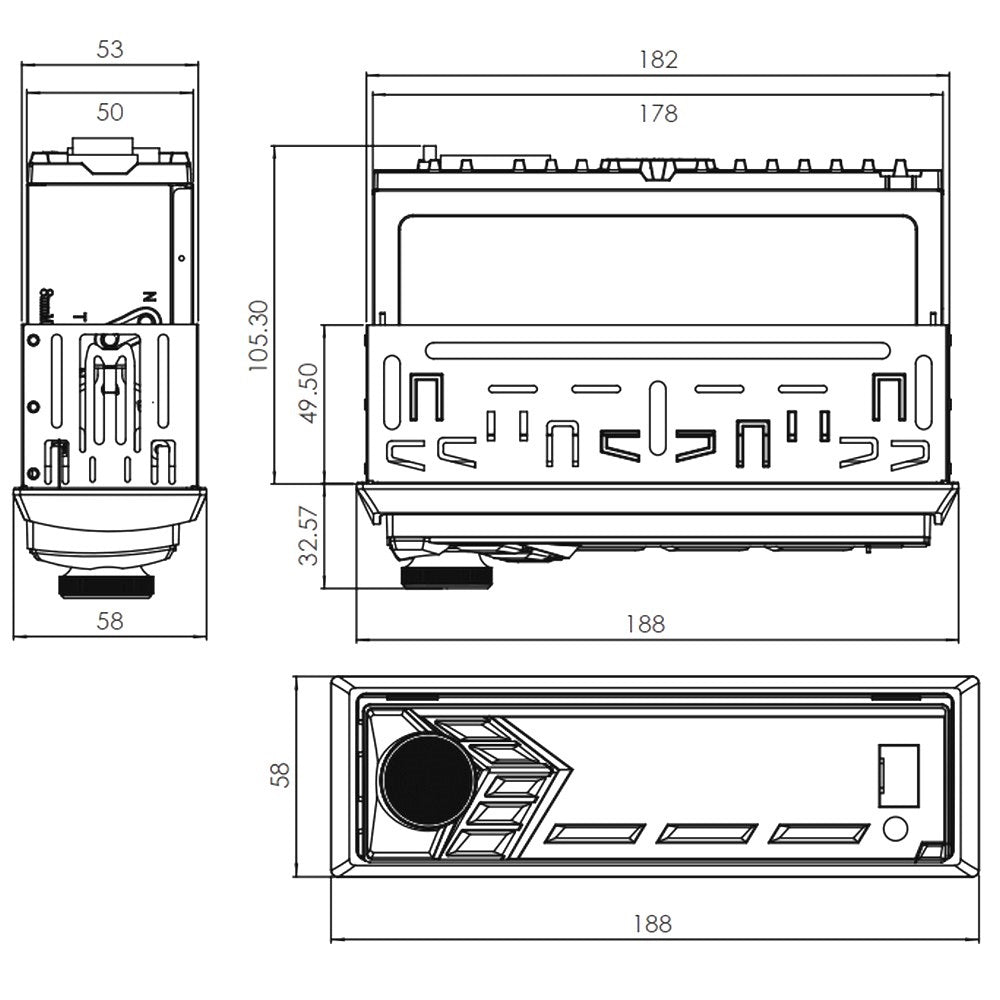 Nakamichi Car Stereo Head Unit 1 Din Usb, Bluetooth Mechless