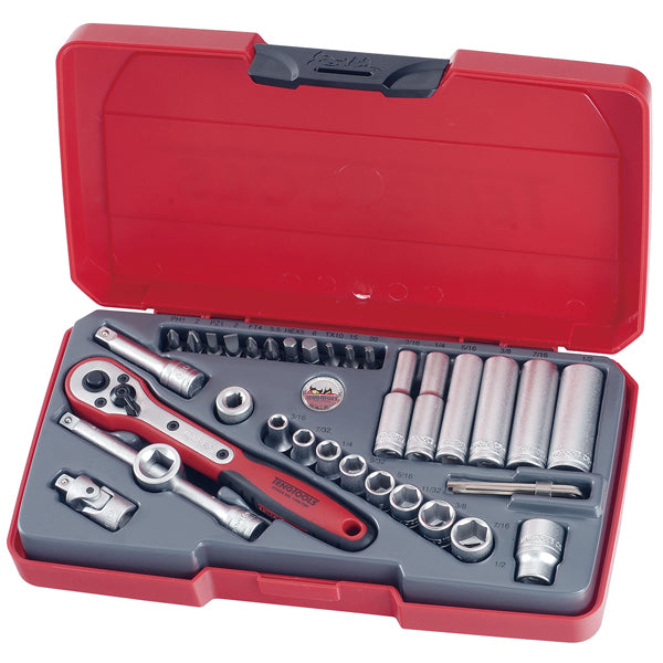 Teng 35Pc 1/4In Dr. Imperial Reg/Deep Socket Set