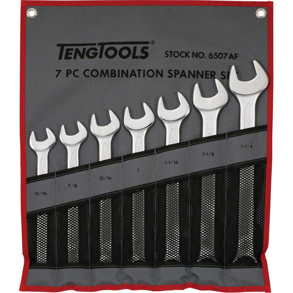 Teng 7Pc Combination Af Spanner Set W/Wallet 13/16-1-1/4In