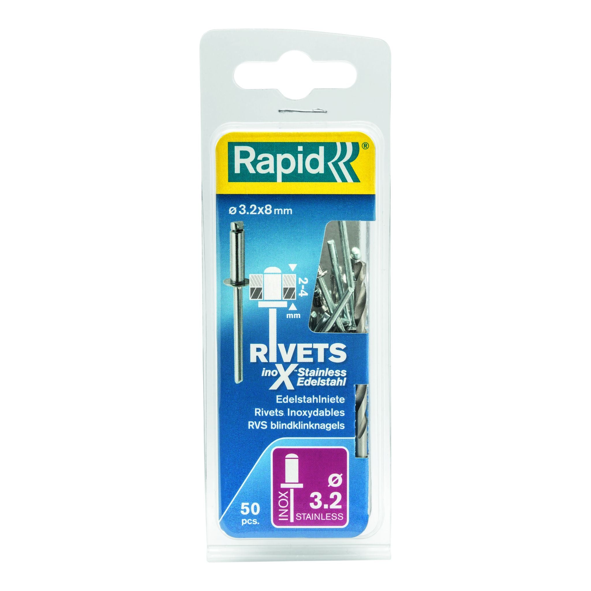 Rapid Rivets 3.2X8Mm Stainless Steel 50Pc