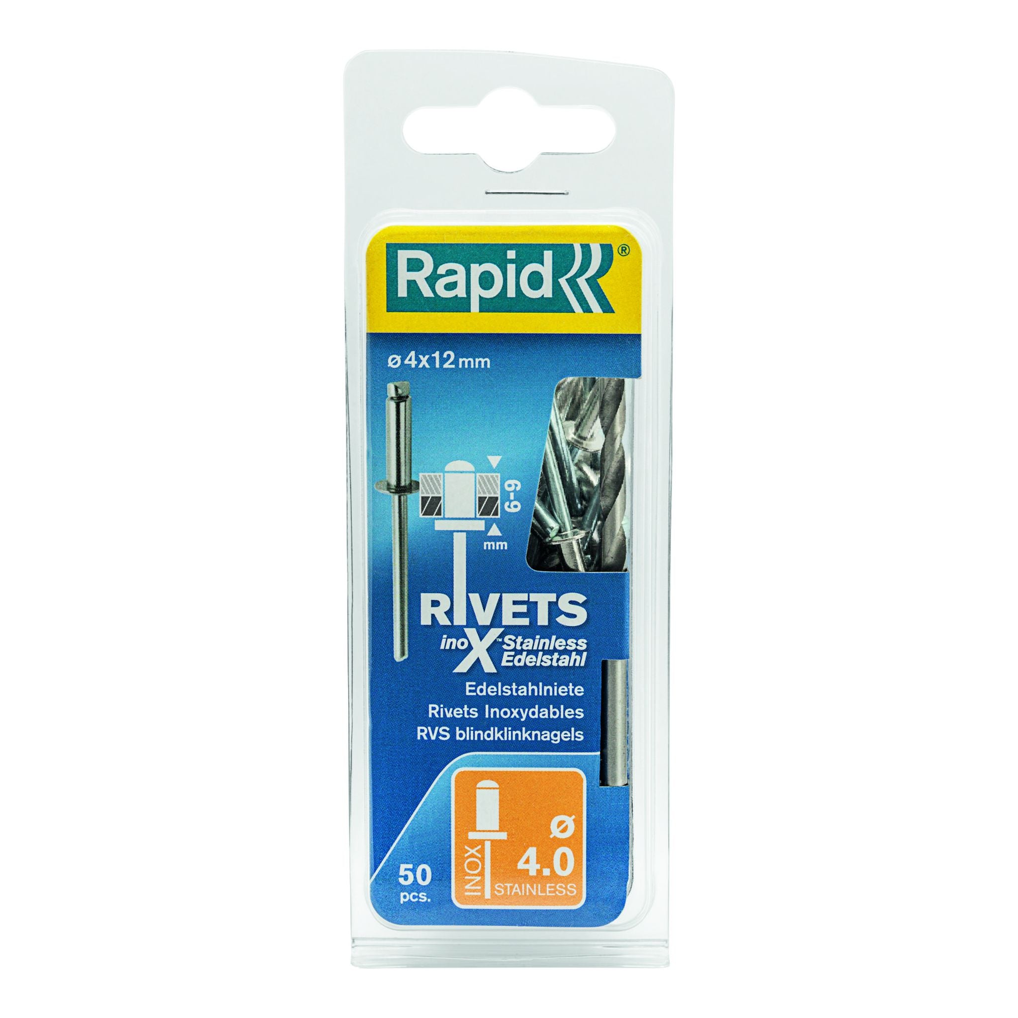 Rapid Rivets 4X12Mm Stainless Steel 50Pc