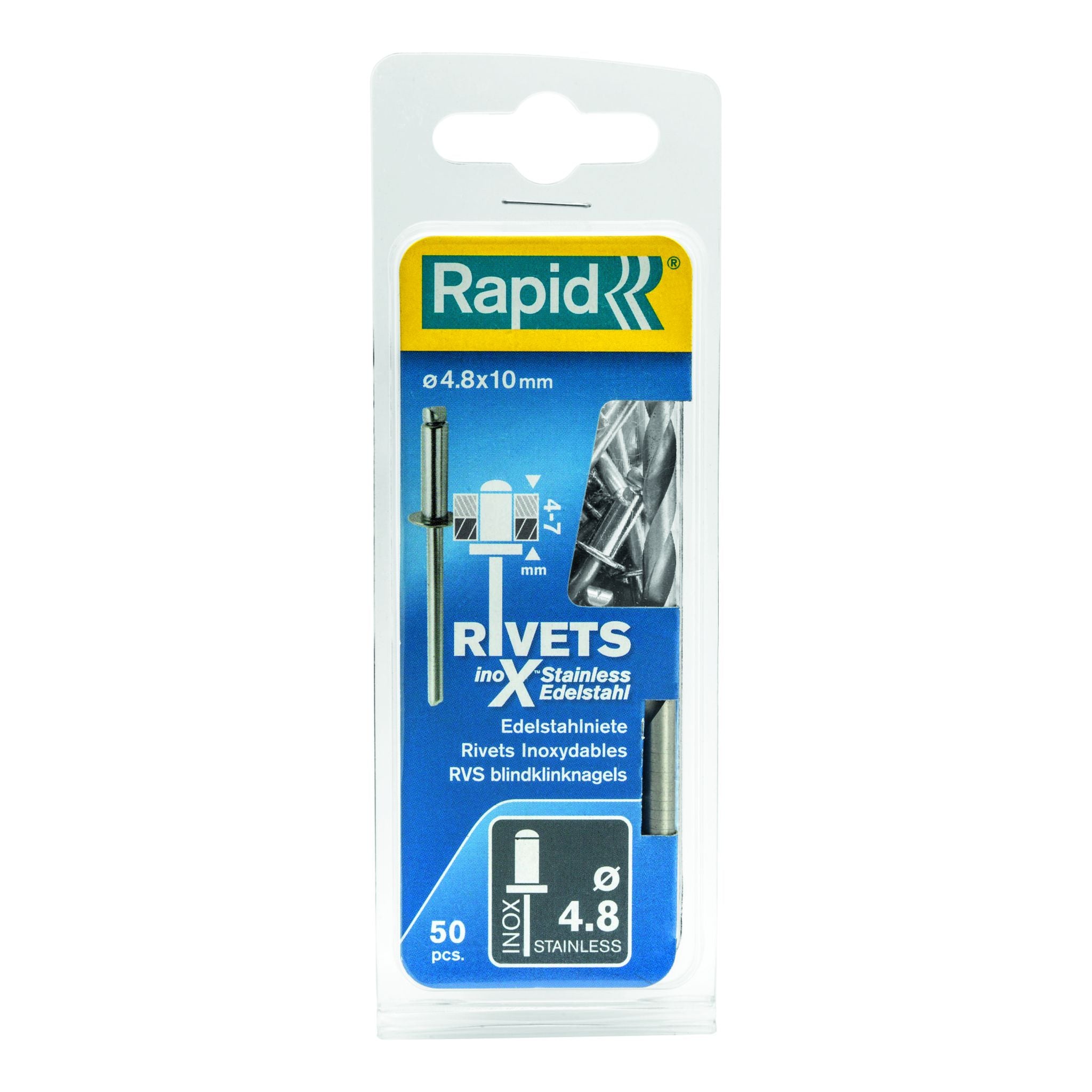Rapid Rivets 4.8X10Mm Stainless Steel 50Pc