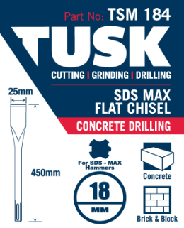 Tusk Concrete Sds Max Chisels - 25Mm X 18Mm X 450Mm