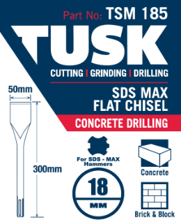 Tusk Concrete Sds Max Chisels - 50Mm X 18Mm X 300Mm