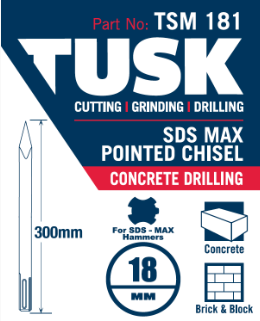 Tusk Concrete Sds Max Chisels - Point 18Mm X 300Mm