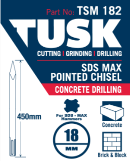 Tusk Concrete Sds Max Chisels - Point 18Mm X 450Mm