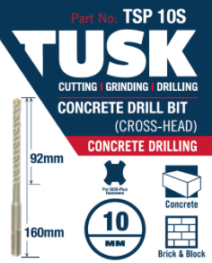 Tusk Concrete Drill Bits (Cross Head) 10Mm X160Mm (92Mm)