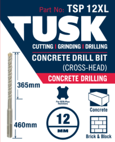 Tusk Concrete Drill Bits (Cross Head) 12Mm X 460Mm