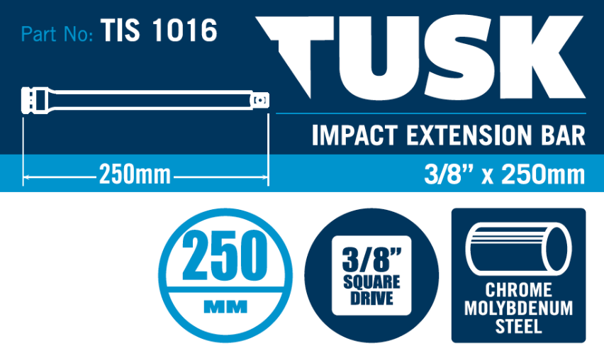 Tusk Impact Extension Bar  - 3/8 Inch X 250Mm