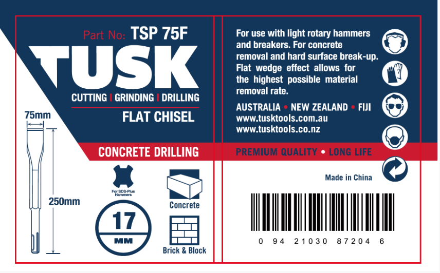 Tusk Concrete Sds Plus Chisels - 75Mm X 250Mm