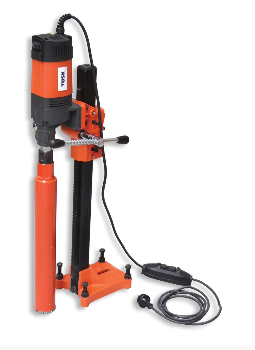 Tusk Diamond Core Drill Machine 130Mm With Stand - 1980W - 1 Gear (100 - 1190Rpm) - 11Kg