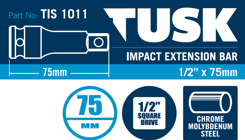 Tusk Impact Extension Bar  - 1/2 Inch X 75Mm