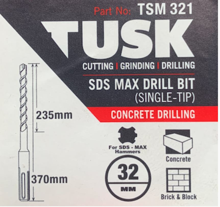 Tusk Concrete Drill Bits Sds Max - 32Mm X 370Mm