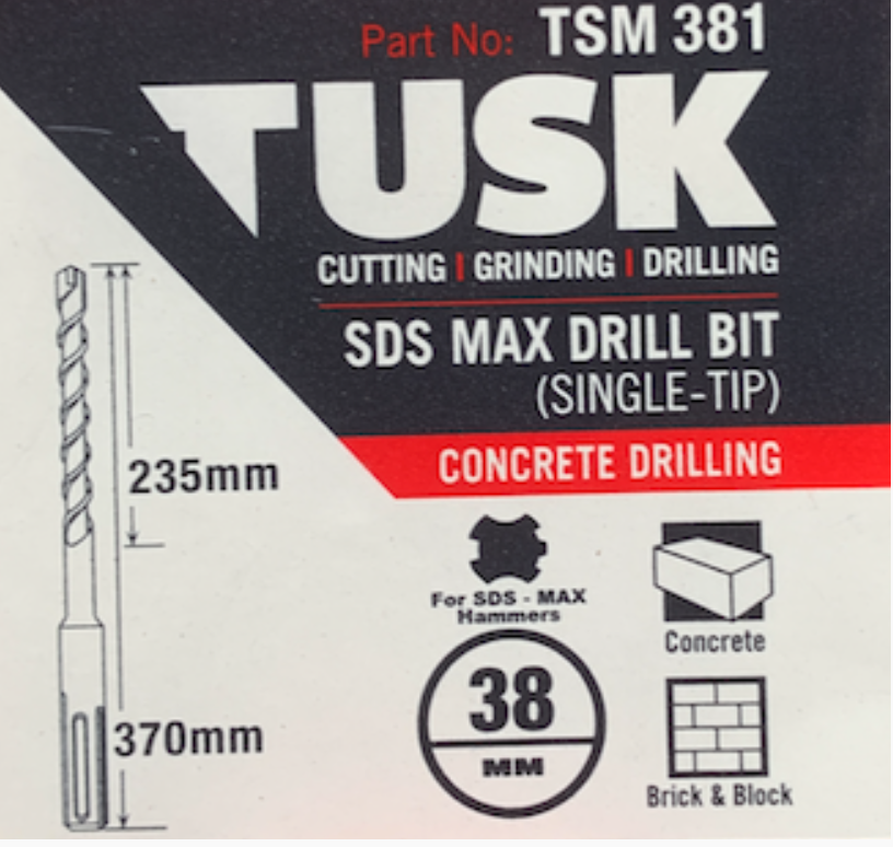 Tusk Concrete Drill Bits Sds Max - 38Mm X 370Mm