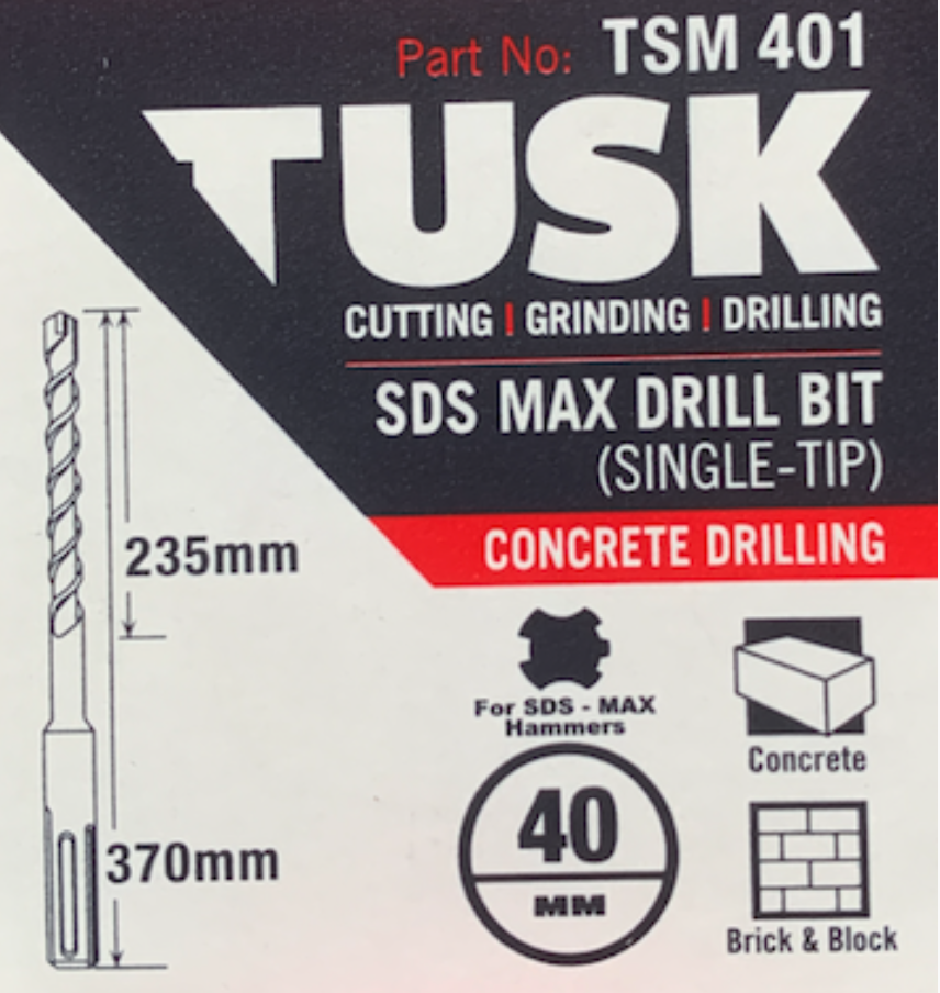 Tusk Concrete Drill Bits Sds Max - 40Mm X 370Mm