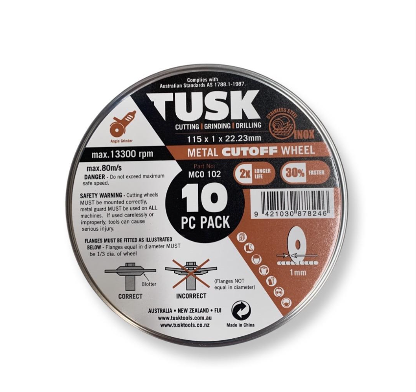 Tusk Metal Cut-Off Wheel 115 X 1 X 22.23 10Pc