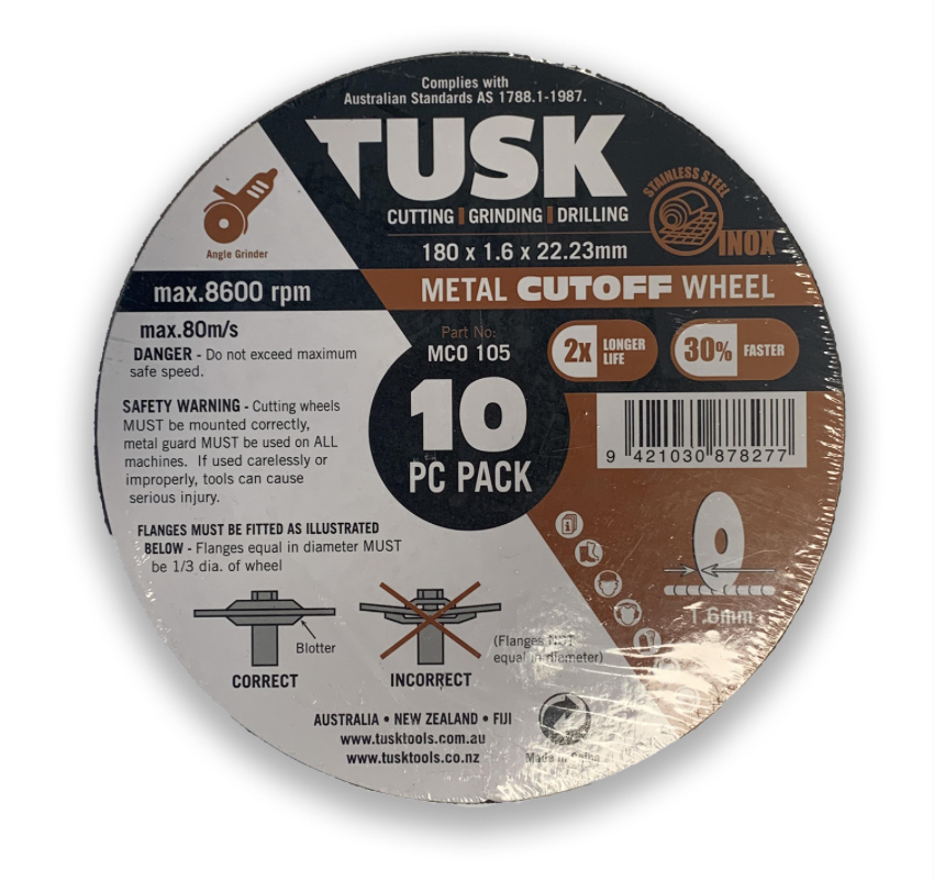 Tusk Metal Cut-Off Wheel 180 X 1.6 X 22.23 10Pc