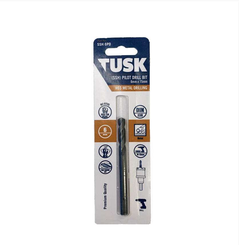 Tusk Pilot Drill Bits For Stainless Steel Hole Saw (Tct)  -  6Mm X 75Mm