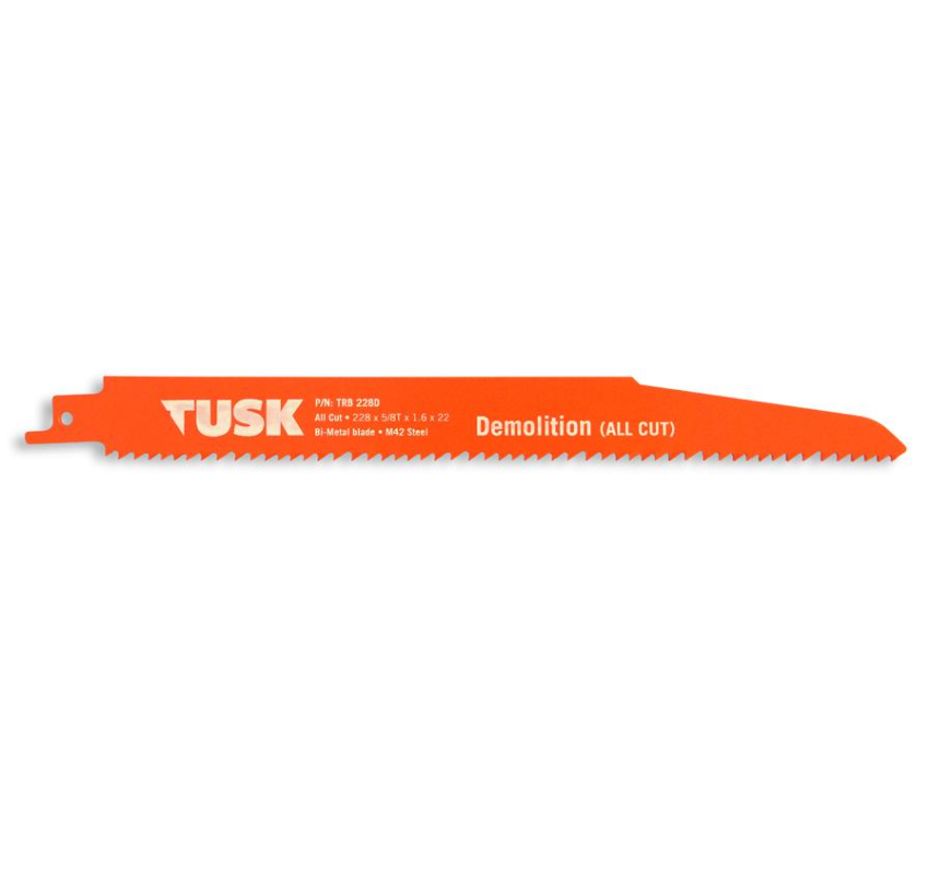 Tusk Bim Reciprocating Saw Blades For Demolition 228 X 1.6 X 6Tpi  5Pc Pack