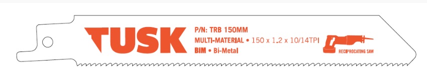 Tusk Bim Reciprocating Saw Blades For Multi Material 150 X 1.2 X 10/14Tpi 5Pc Pack