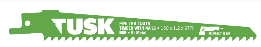 Tusk Bim Reciprocating Saw Blades For Timber With Nails 150  X 1.2 X 6Tpi 5Pc Pack