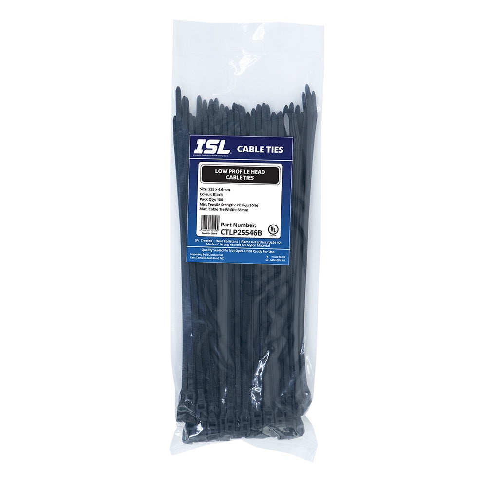 ISL 255x4.6mm Low Profile Cable Tie - UV Blk - 100pk