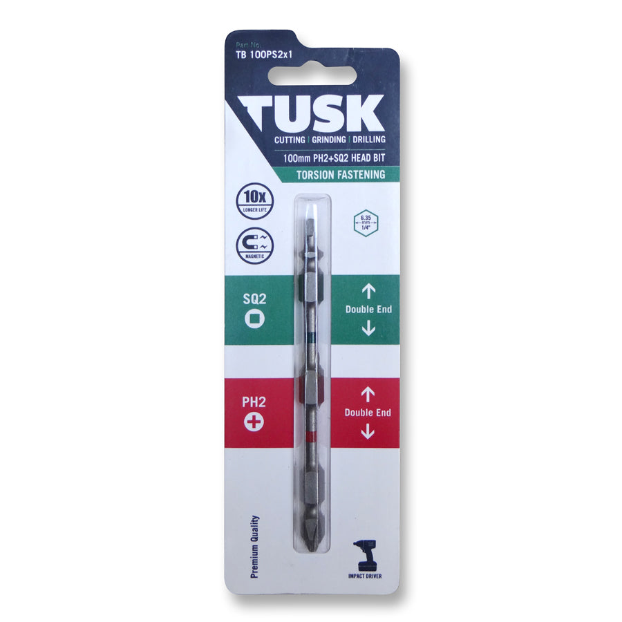 Tusk Torsion Bits 100Mm Double End Ph2+Sq2 X 1Pc