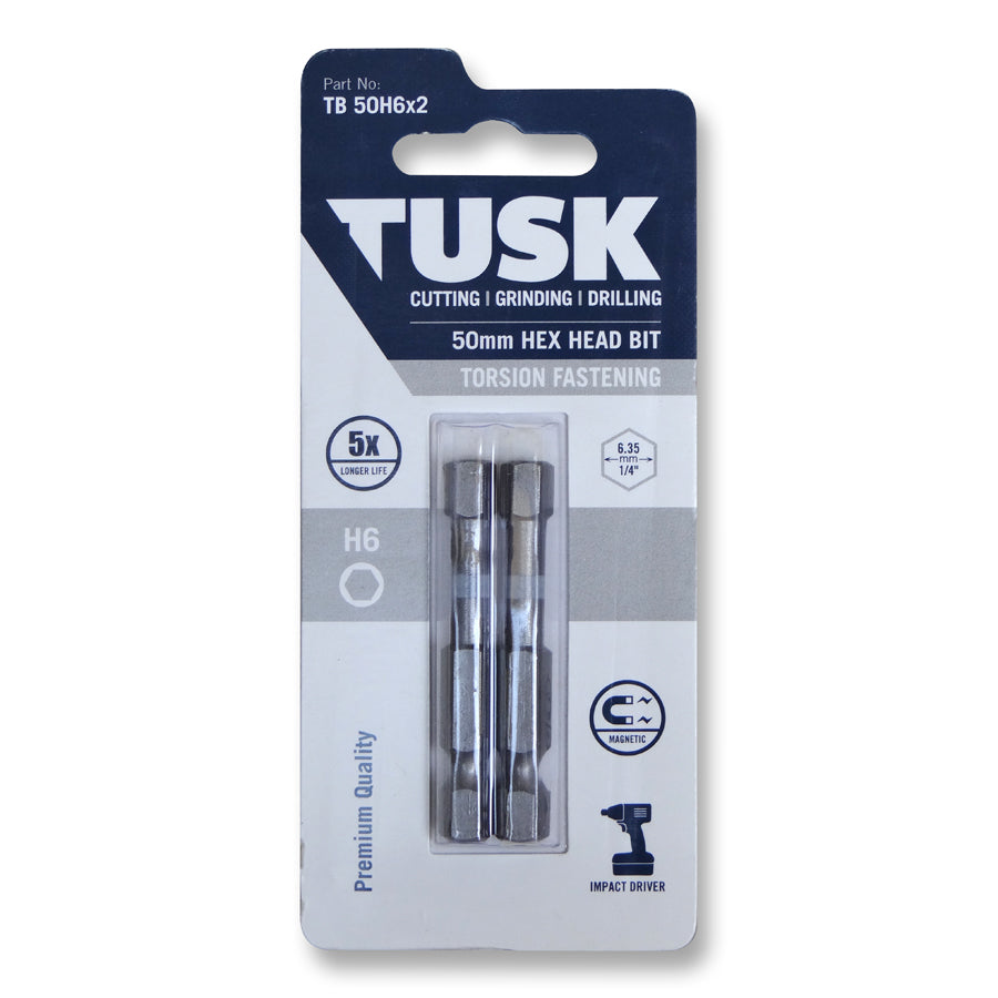 Tusk Torsion Bits 50Mm Hex 6 X 2Pc