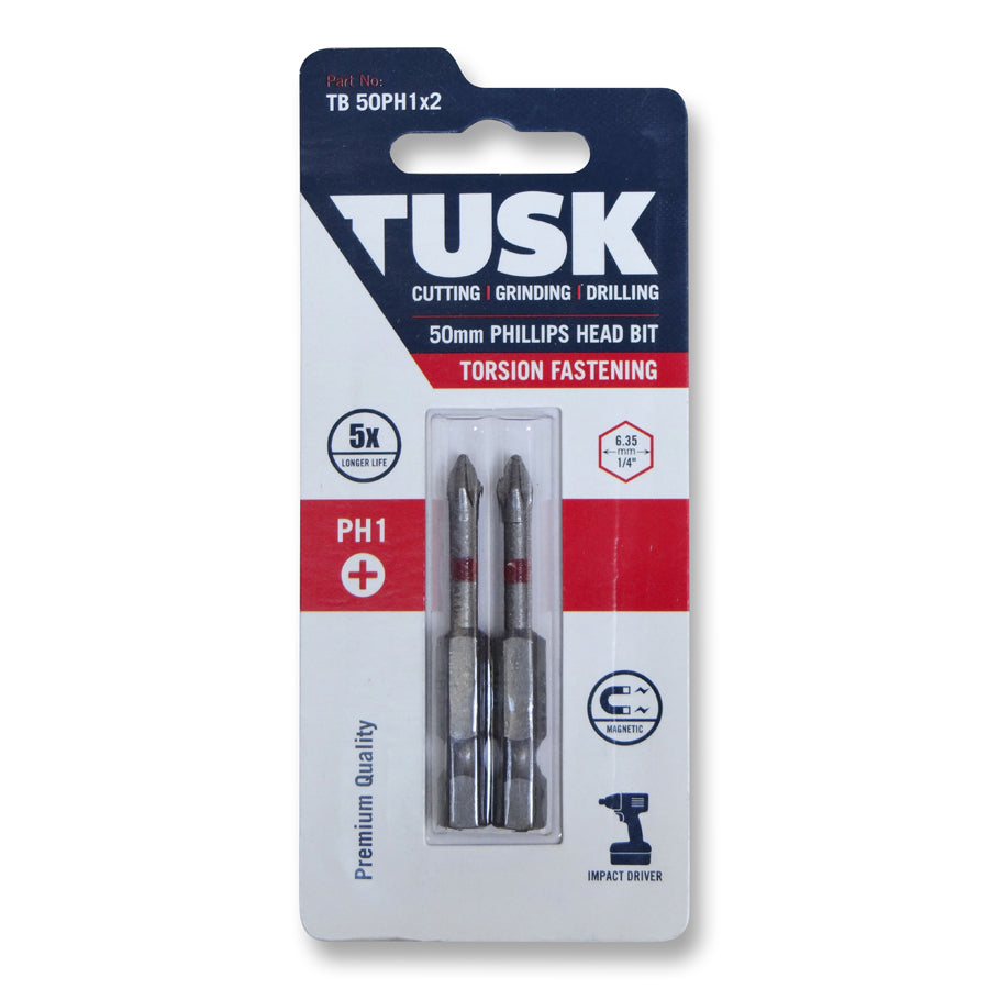 Tusk Torsion Bits - 50Mm Ph1 X 2Pc