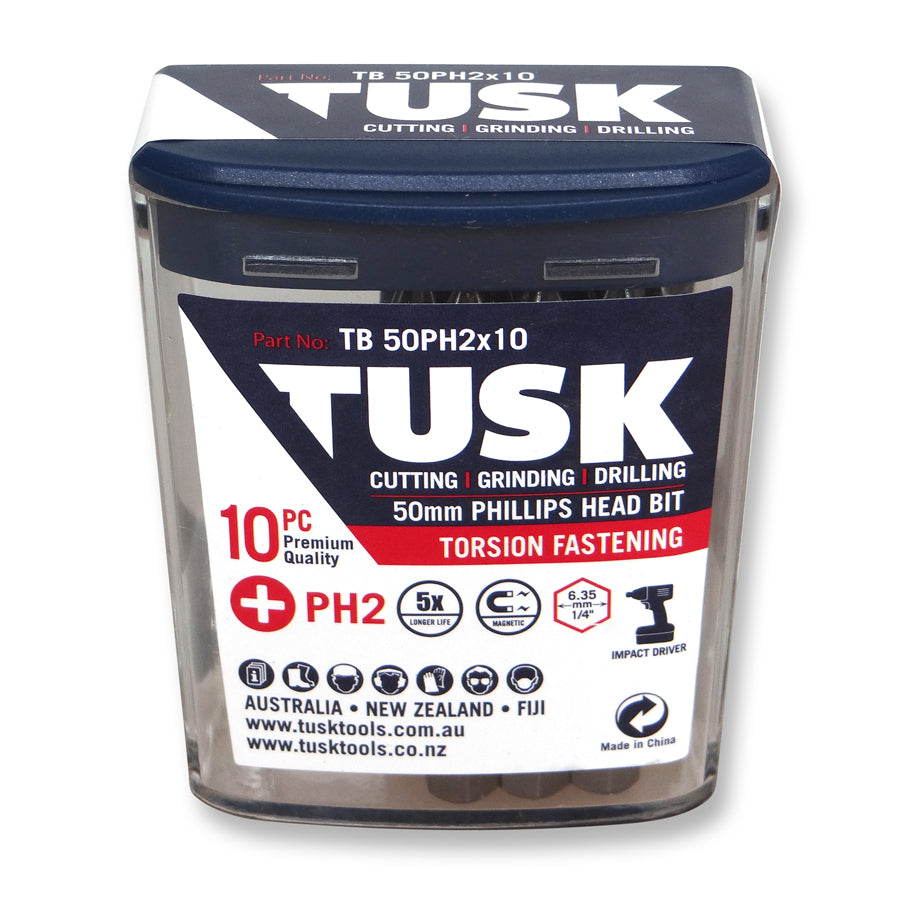Tusk Torsion Bits 50Mm Ph2 X 10Pc