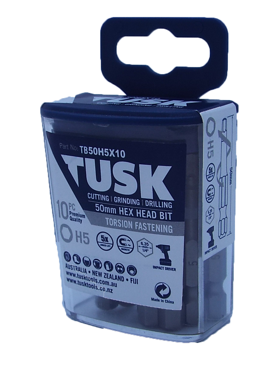 Tusk Torsion Bits 50Mm Hex 5 X 10Pc