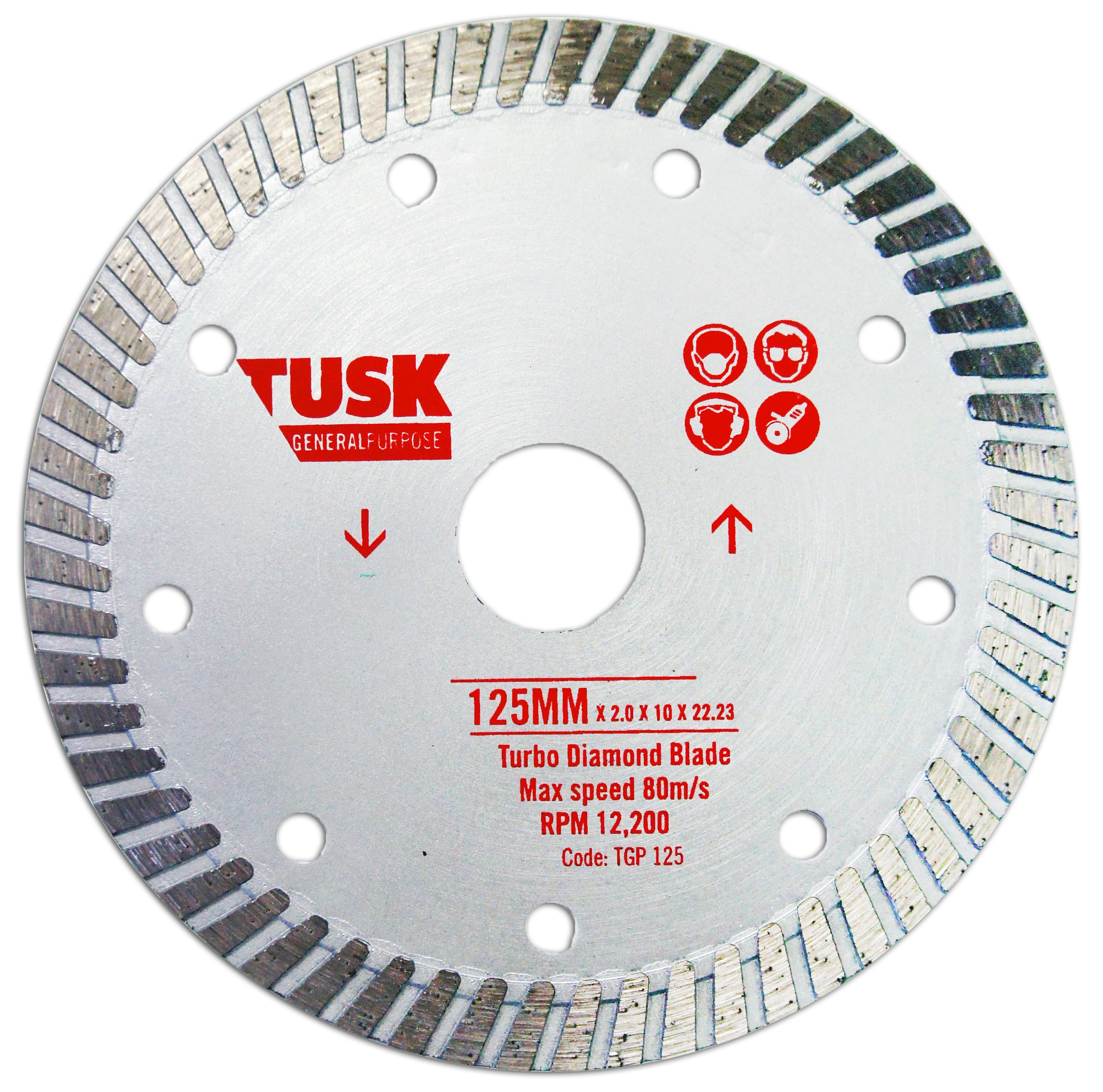 Tusk Turbo General Purpose Blades - 125 X 2.0/1.4 X 10  X 22.23 (22.23/20)