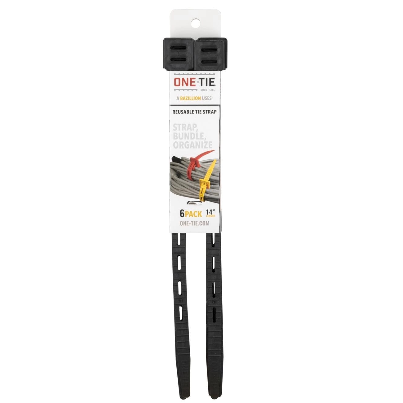 Earls One Tie - Reusable Tie Strap - Black 14" - 6 Pack