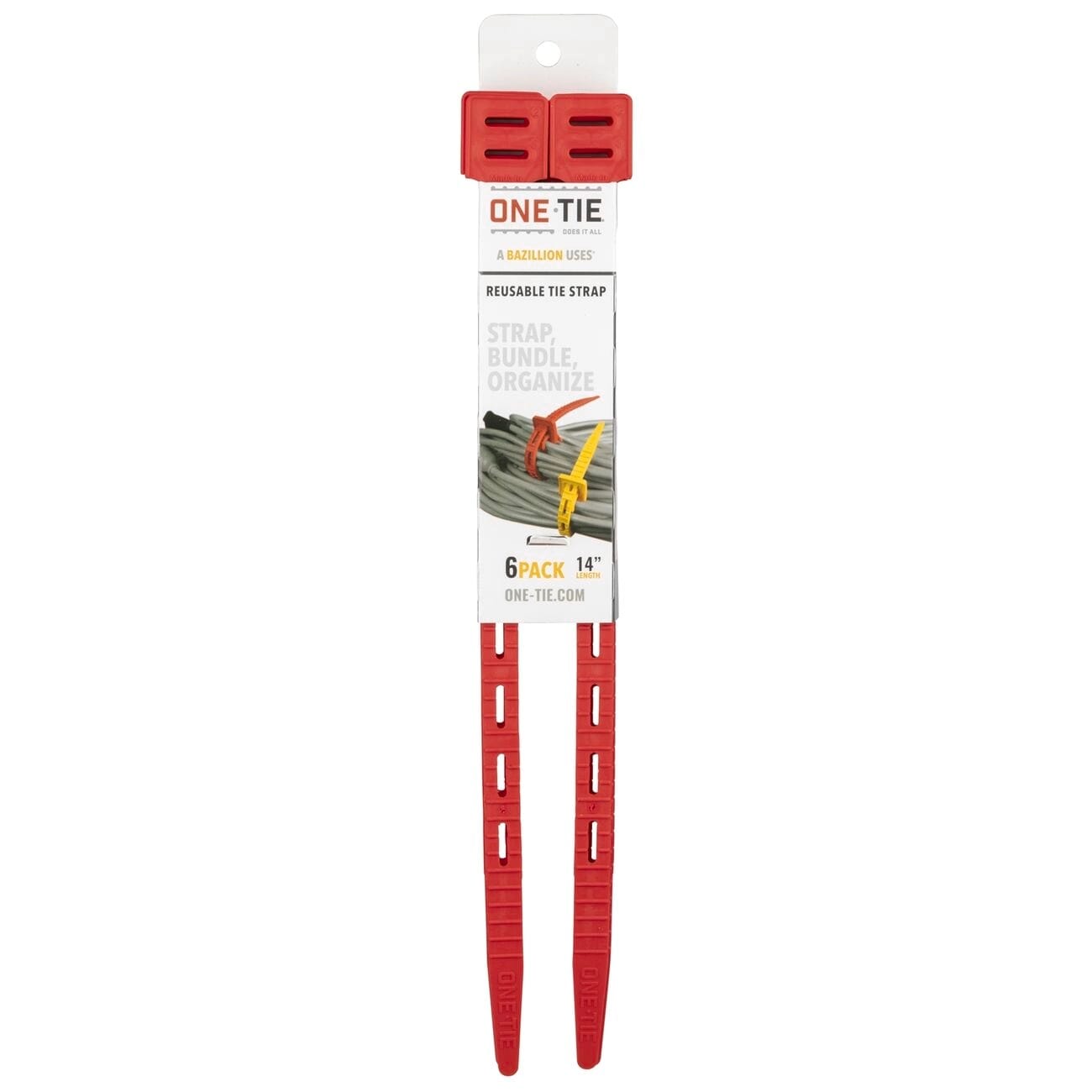 Earls One Tie - Reusable Tie Strap - Red 14" - 6 Pack