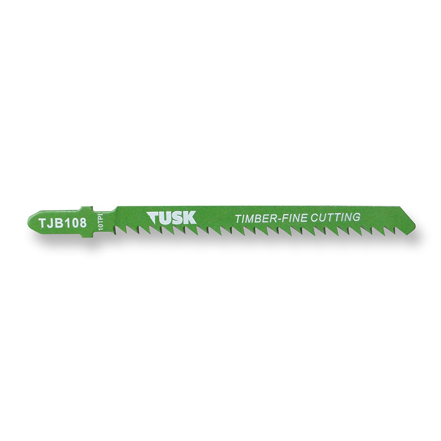 Tusk Jigsaw Blades For Timber 100 X 10Tpi Reverse Tooth T-Shank 2Pc Pack