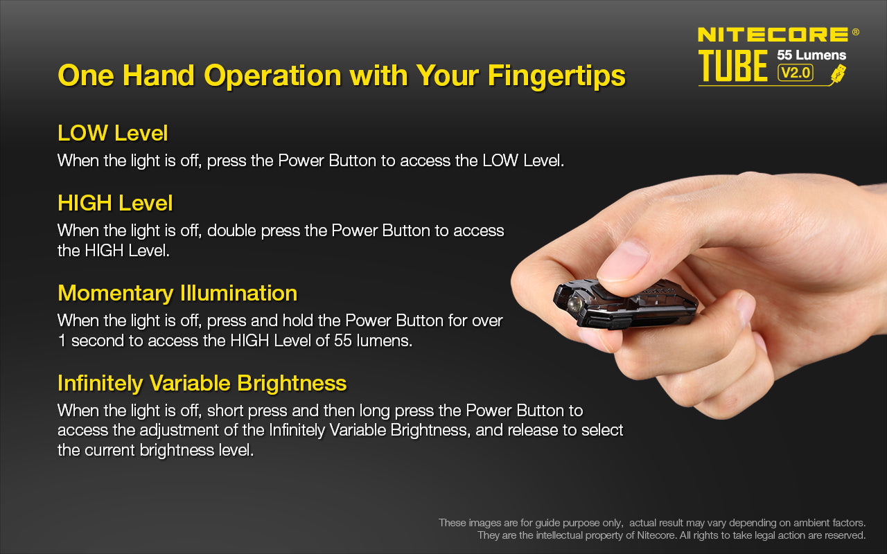 Nitecore Tube V2 Led Key Chain Flashlight Black - Main Image