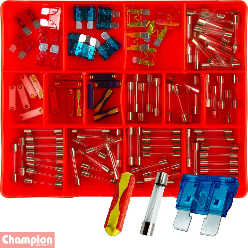 Champion 100pc Auto Fuse Assortment (Glass, Blade & Euro)
