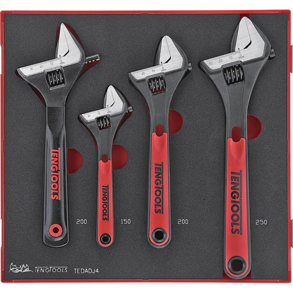 Teng 4Pc Adjustable Wrench Set - Ted-Tray