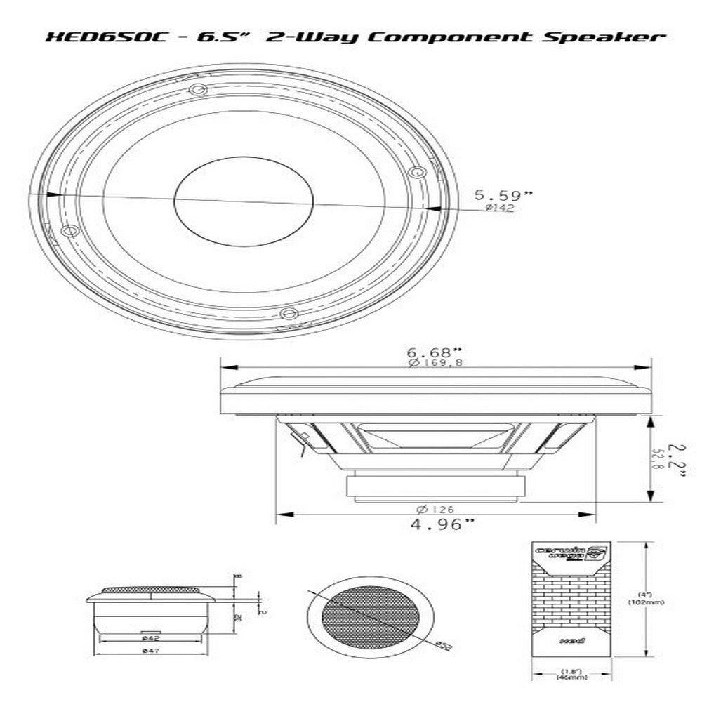 Cerwin Vega 6.5" Component Speakers 300W Pair Xed Series 2 Way