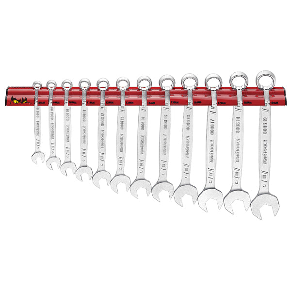 Teng 12Pc Anti-Slip Comb. Spanner Set 8-19Mm W/ Wall Rack