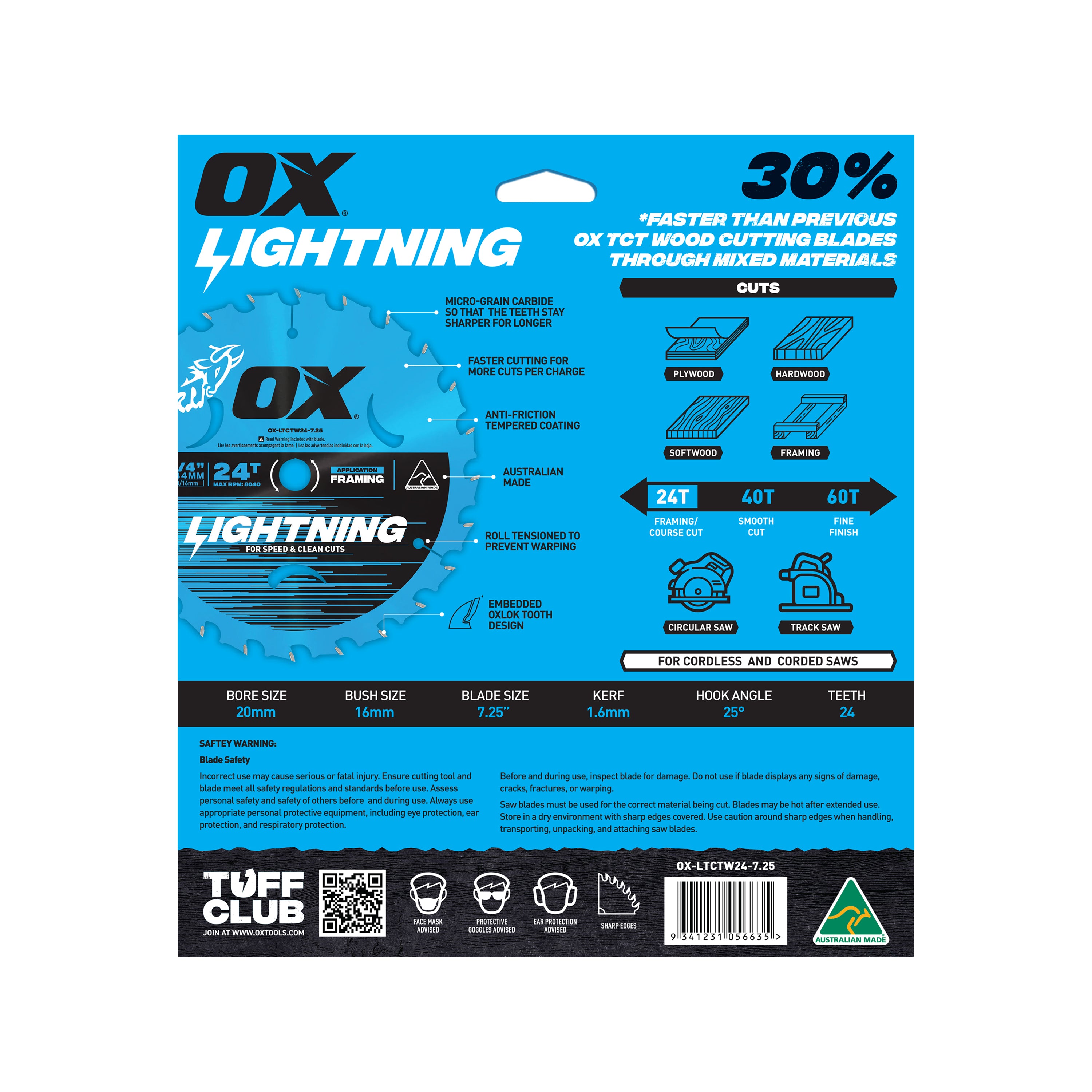 OX Pro Lightning 184mm Circular Saw Blade | 24T